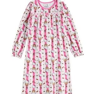 Hello Kitty Pink and White Candy Cane Christmas Kids Nightgown size 6